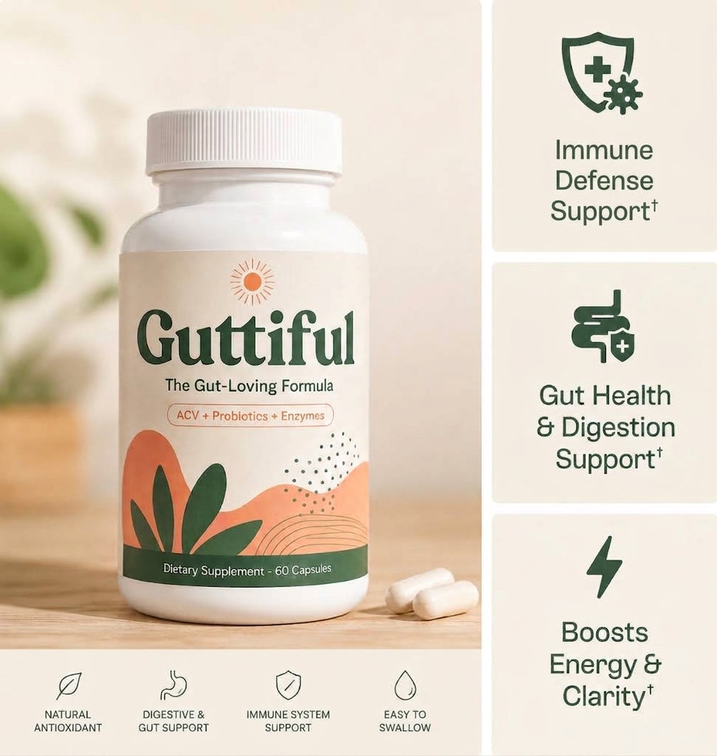 Guttiful Gut Health Support Supplement — 3 Bottles (Buy 2, Get 1 Free)
