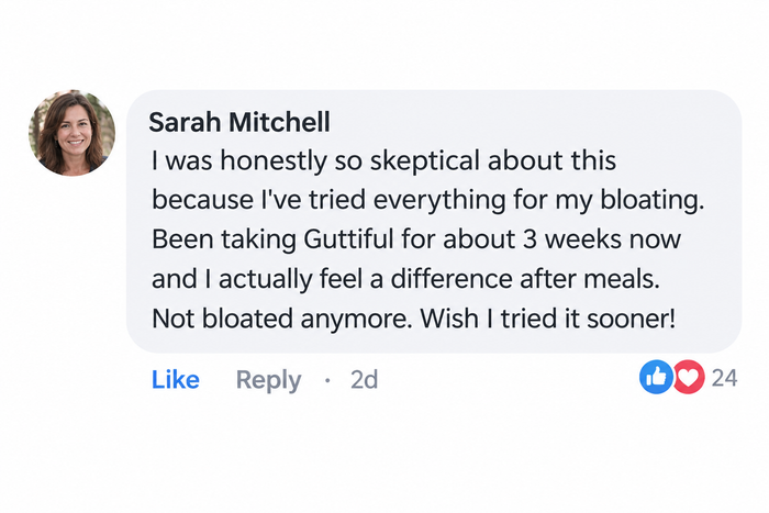 Screenshot of a real Facebook comment reviewing Guttiful